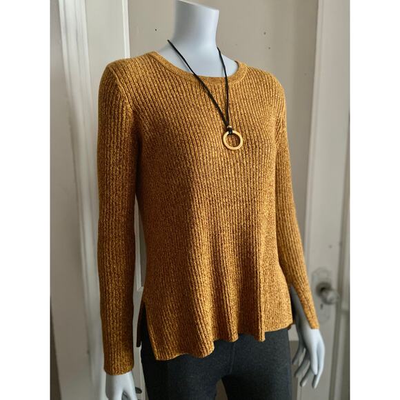 H&M Mustard Yellow/Brown Speckled Pullover Sweater sz S - Picture 2 of 13